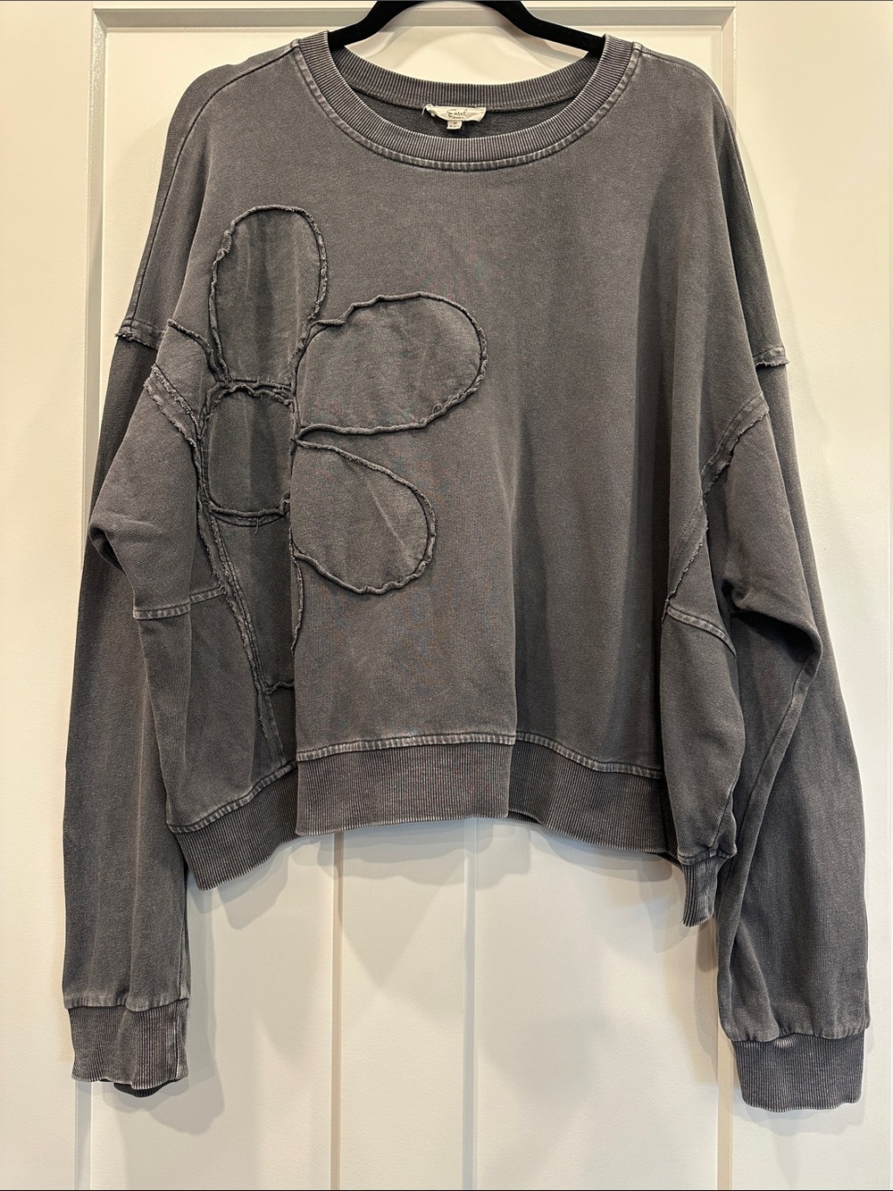 Easel Mineral Washed Cropped Pullover, Size Medium